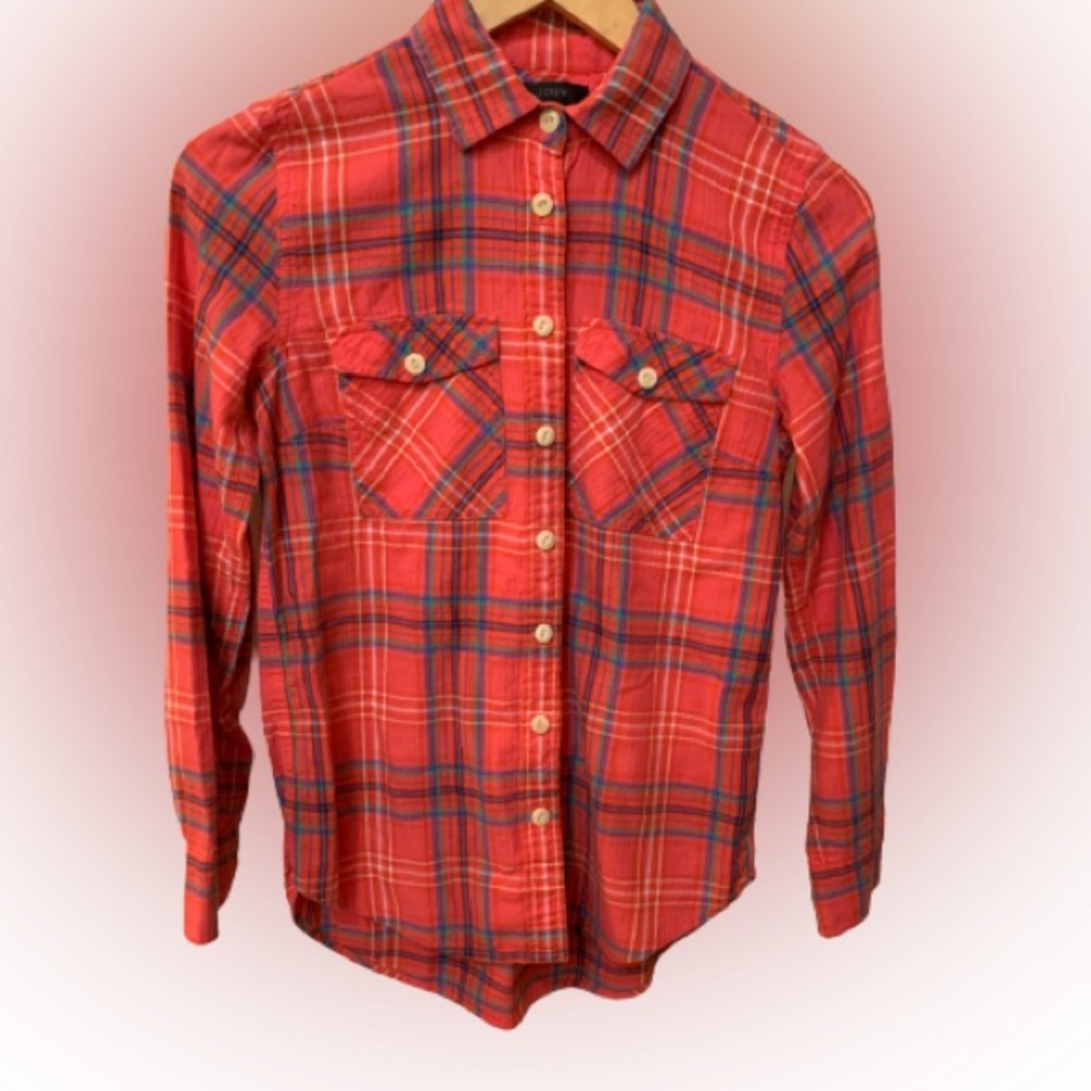 size 00 petite J. Crew plaid shirt